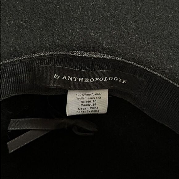 Anthropologie Amelia Black Wool Fedora Hat Studs Accent Boho Western Coastal